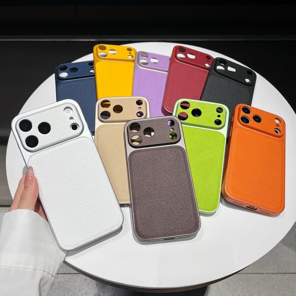 Mobildeksel med lærtekstur, iPhone 17 Pro Max-deksel, svart iPhone 17 Promax
