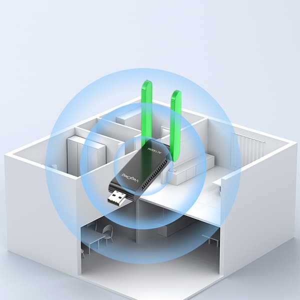 1200 Mbps 5G dubbelantenn USB 3.0 WiFi-adapter för PC och bärbar dator
