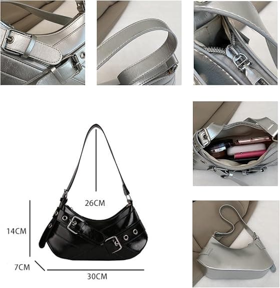 Skuldertasker til kvinder PU-læder clutch små pungetasker (sølv) silver