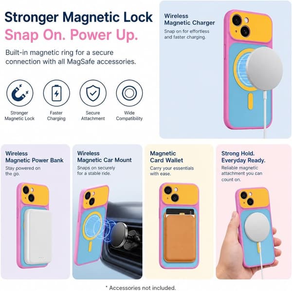 iPhone 15 Magnetisk Cover Kontrast Slikfarve, Blå iphone15