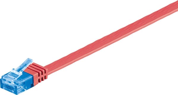 CAT 6A platt patchkabel, U/UTP, röd