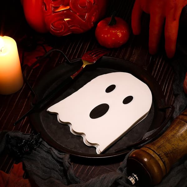 100 stk. Halloween Spøkelsesservietter Hvite 2-lags Engangs Brettet, hvit white
