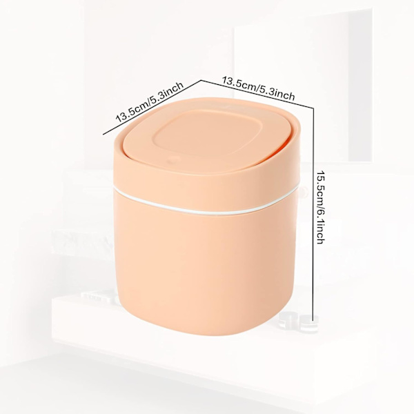 Mini Bordsbehållare med Lock, Liten Papperskorg för Sovrum, Badrum, Kök, Kontor, Sovrum, Rosa