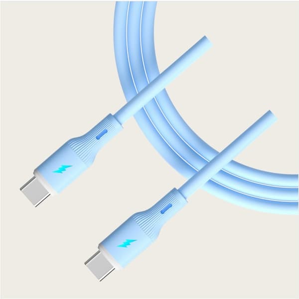 66W USB-C til USB-C Hurtigopladningskabel - Silikone, 100cm - Til Hurtig Opladning og Dataoverførsel Blå Blue