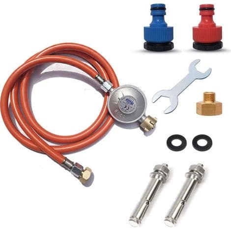 Gasregulator, 1,50 m gasslange, egnet til standard propan-/butanflasker