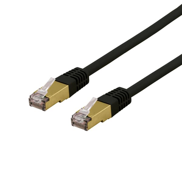 S/FTP Cat6a patchkabel 1,5m 500MHz Deltacertifierad LSZH svart
