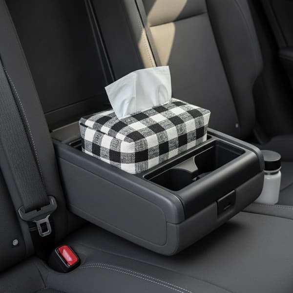Bilens konsolvävnadslåda, polyestertygorganisatör för mittförvaringsfack, passar standardfack (1 st, svart, 19 cm × 14 cm × 8 cm) black