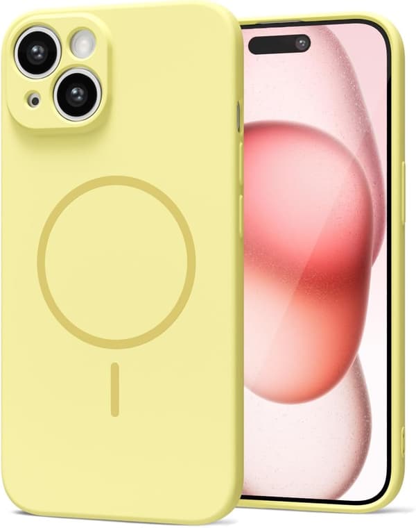 Flytande silikon magnetiskt fodral för iPhone 17 Pro, GUL iPhone 17 Pro