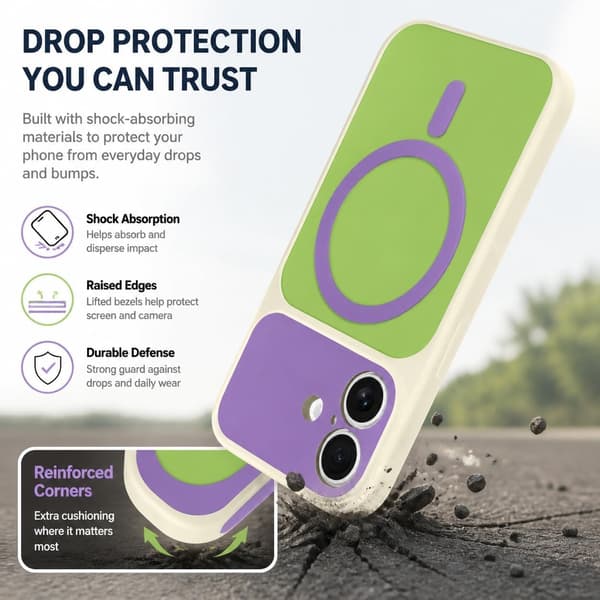 iPhone 17 Magnetisk cover i kontrastfarver, lyserød iphone17