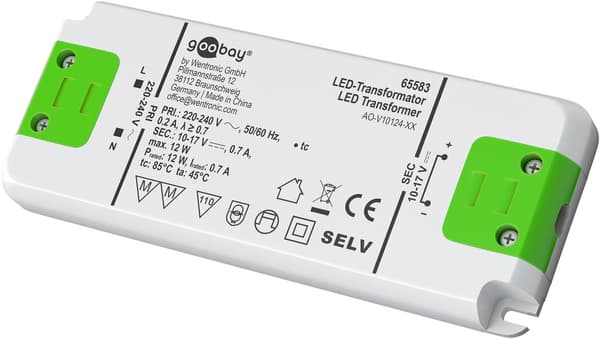 LED konstantstrømstransformator 700 mA, 12 W, superflat