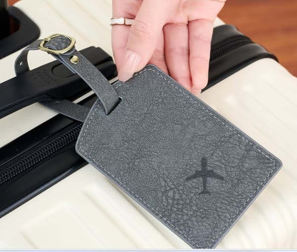 Bagagemærke med navneskilt - PU rejsemærke til tasker og kufferter, forhindrer tab af bagage Grå Grey