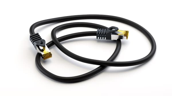 RJ45 patchkabel S/FTP (PiMF), 500 MHz, med CAT 7 råkabel, svart, 0,25 m