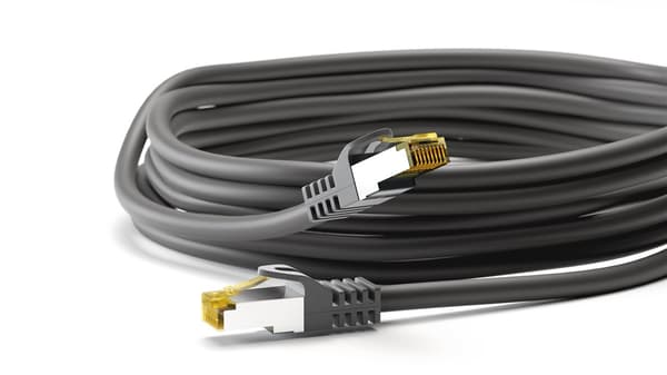 RJ45 patchkabel S/FTP (PiMF), 500 MHz, med CAT 7 råkabel, sort, 3 m Svart