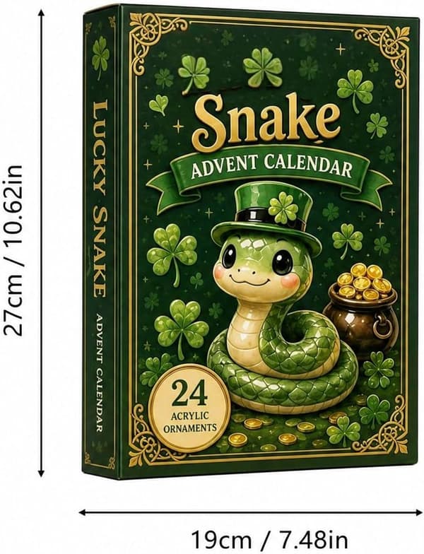 Adventskalender 2026 Ormtema 24-dagars Akrylprydnader, C C