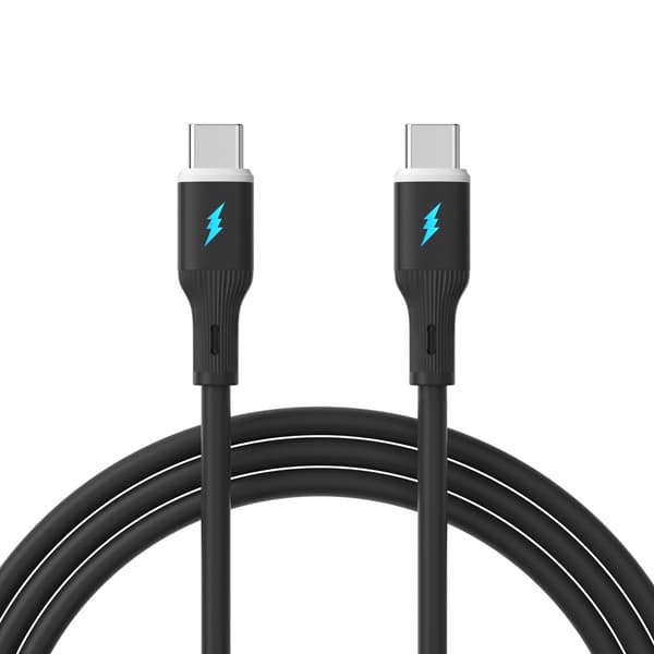 66W USB-C til USB-C Hurtigladekabel - Silikon, 100cm - For Hurtiglading og Dataoverføring Svart Black
