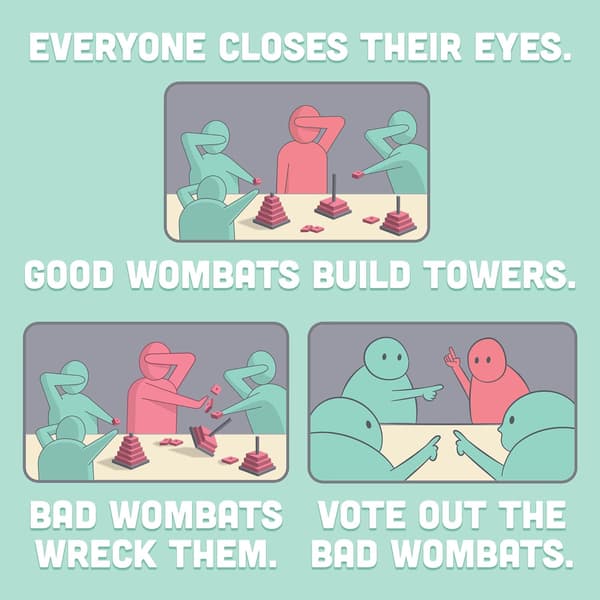 Hand to Hand Wombat av Exploding Kittens - 3-6 Spelare - Ålder 7+ - 15 Minuters Speltid - Ett Spel om Teamwork och Problemmakare