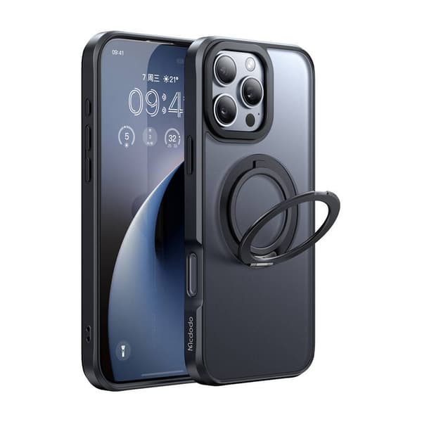 McDodo PC-4933 MagSafe-fodral för iPhone 16 Pro Max med stativ (svart)