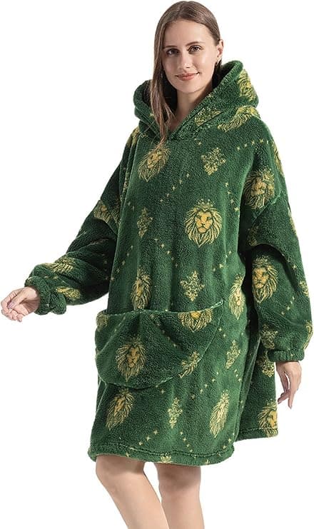 Hettegenserteppe for kvinner, overdimensjonert fleeceteppe, kosegenser, fluffy sherpa-pullover med stor lomme