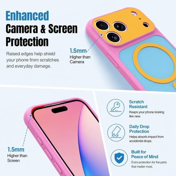 iPhone 17 Pro Max Magnetisk Cover Kontrast Candy Farve, Blå iphone17PROMAX