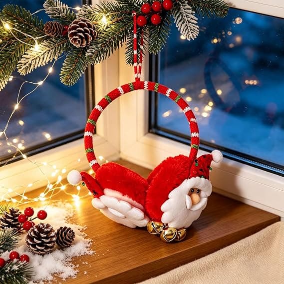 Jul-tomte öronvärmare rödrandig plysch vintervärmare A
