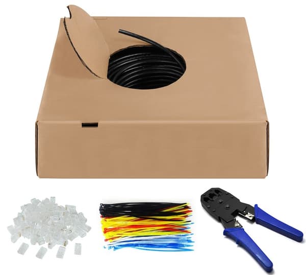CAT 6 netværkskabel sæt til udendørs installation, U/UTP, sort