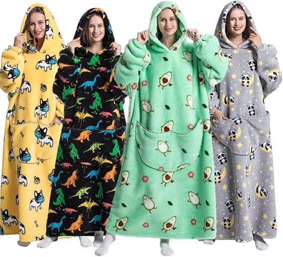Dame Vinter Super Varm Oversized Lang Stilig Sherpa Teppe Pullover Hettegenser Brukbar TV Teppe Hettegenser med To Lommer