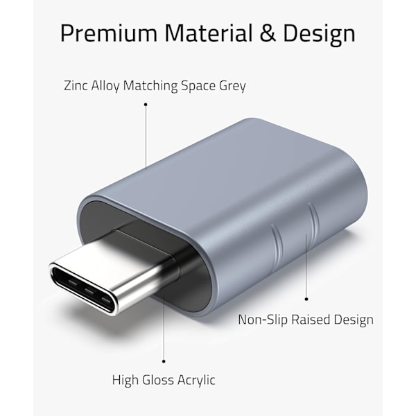 USB C til USB Adapter (2 stk.), USB-C Han til USB3.0 Hun Adapter Kompatibel med MacBook Pro efter 2016, MacBook Air efter 2018 Blue