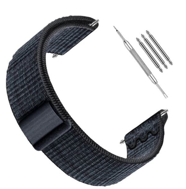 Garmin-kompatibelt nylonarmbånd 22 mm - Forerunner 245/255/265M Sort+Blå Black+Blue