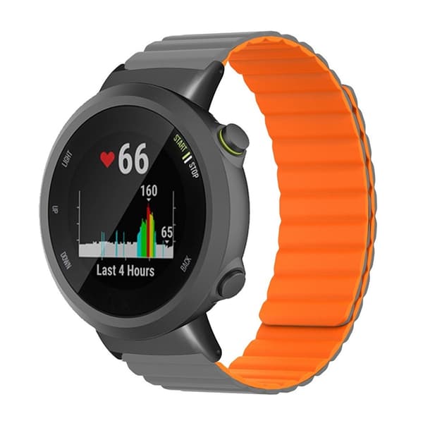 Silikone magnetisk urrem kompatibel med Garmin Forerunner 45/45S/Swim 2 - Flere farver Grå+Orange Grey+Orange