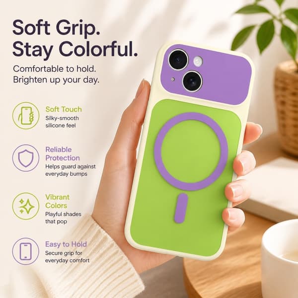 iPhone 15 Magnetisk Cover Kontrast Candy Farve, Pink iphone15
