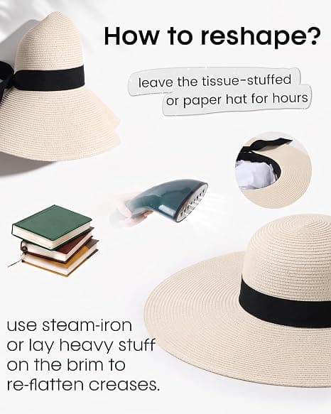 Dame Solstråhat Bred Skygge UPF 80 Sommerhat Sammenfoldelig Rul-op Floppy Strandhatte til Kvinder (beige) beige