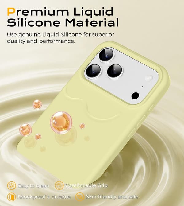 iPhone 17 Pro Max-deksel, flytende silikonetui, kremgul iPhone17Promax