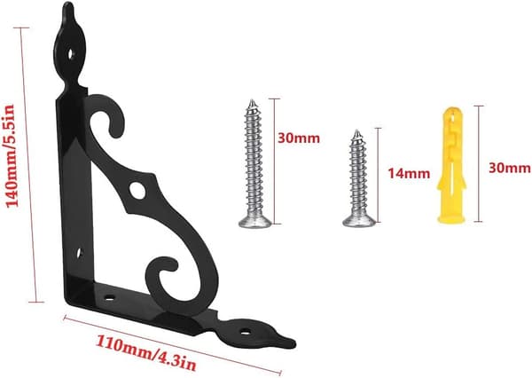4 st Triangulära Hyllkonsoler, Svarta Hyllfästen, Väggmonterade Hyllkonsoler, 140 * 110mm