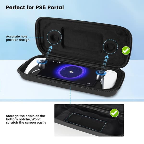 Spelkonsolfodral Svart - PS5 Streaming Handheld Förvaringsfodral Set med PC-skydd, Skärmskydd och Joystick-skydd