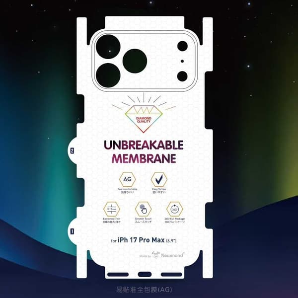Matt Heltäckande Baksidesskydd Mjuk Hydrogel Kompatibel med iPhone 17 Pro Max