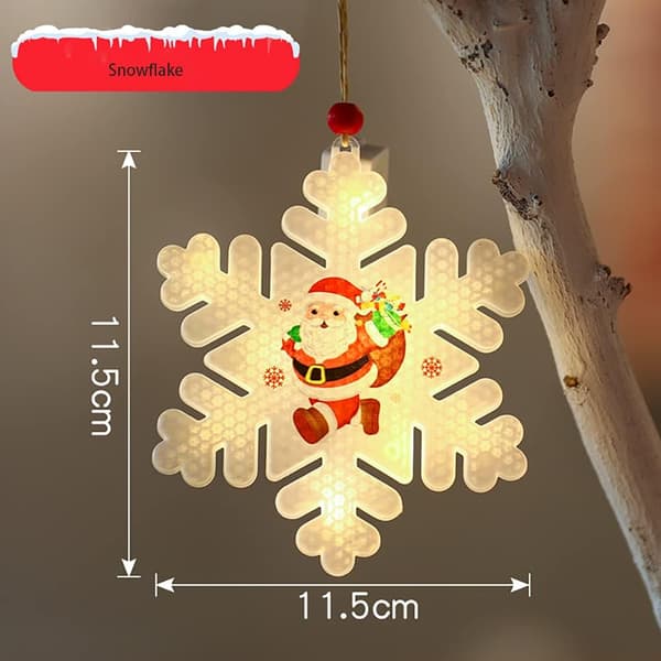 LED-julepynt til oppheng, 5-pakning juletrepynt med blinkende lys, snøfnugg Snowflake