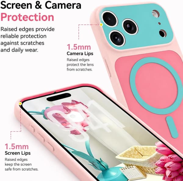 iPhone 17 Pro Magnetisk deksel med kontrastfarger i godteristil, rosa iphone17PRO