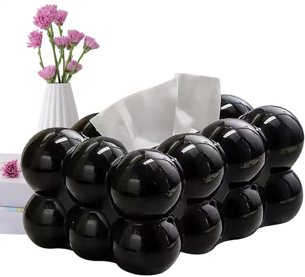 Generisk skumfidus-servietboks, sort boble, kreativ servietboks, rektangulær servietdispenser, ansigtspapir-organizer black
