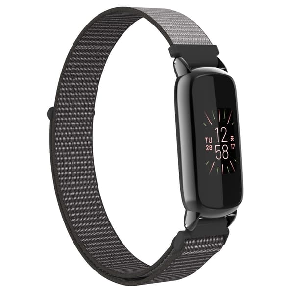 Nylon Loop Armband Kompatibel med Fitbit Luxe - Justerbart Sportband Grå Grey