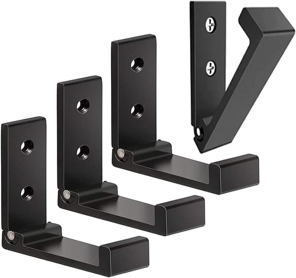 Set med 4 vikbara väggkrokar - Dolda klädkrokar, 90° vikbara krokar - Svart