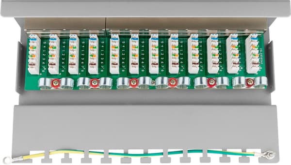 CAT 5e mini/desktop patchpanel, 12 porter (1 HE)