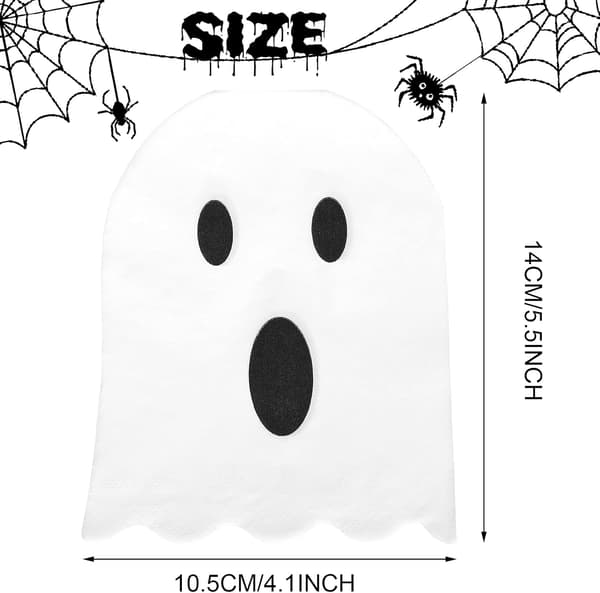 100 stykker Halloween spøgelsesservietter hvide 2-lags engangs foldede, hvide white