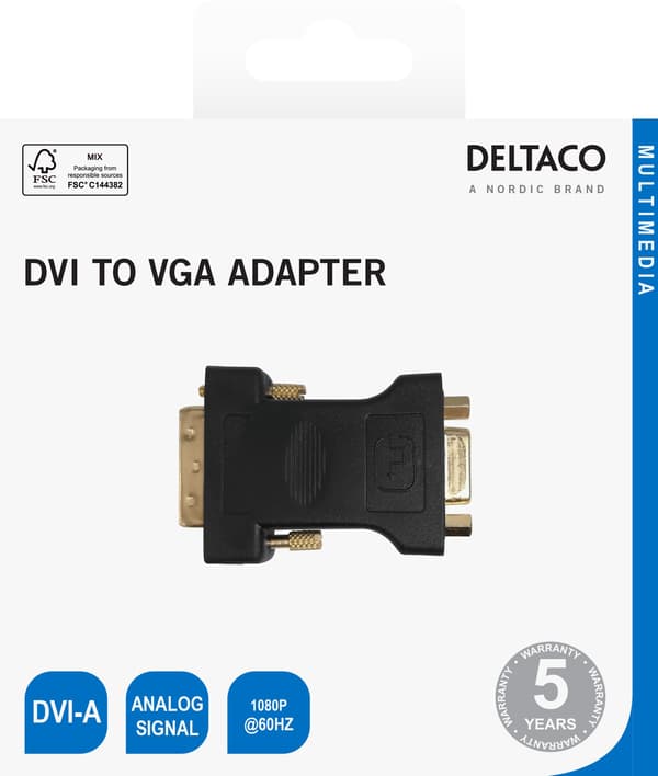 DVI-A - VGA adapter, sort