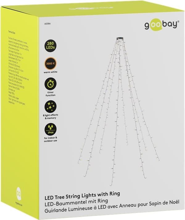 280 LED julgransbelysning med ring, 8x 2 m