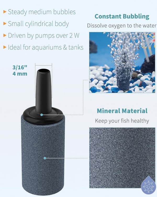 2,5 cm (1 tum) Akvarium Luftsten, Bubbel Diffuser för Nano Luftpumpar, Små Hinkar och Akvarier, 10-pack