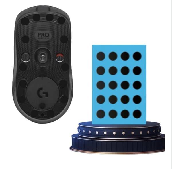 Erstatningsmusefødder kompatible med Logitech G Pro Wireless GPW2 og G102 - PTFE Ice Edition, 6mm, Sort, 20 stk/ark Sort
