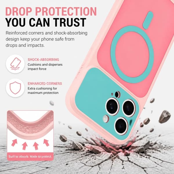 iPhone 16 Pro Magnetisk deksel kontrast godterifarge, rosa iPhone16PRO