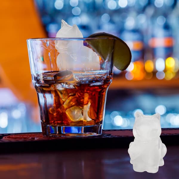Katt Isbitsform, Silikon Kattformad Isbitsbricka för Cocktail Whiskey Bourbon Kylning