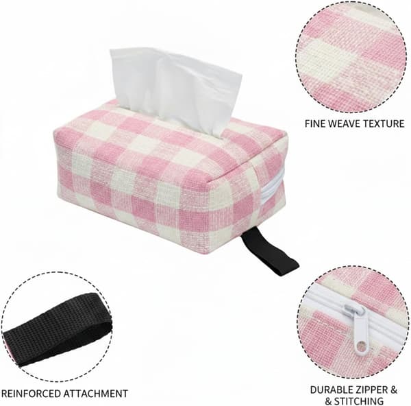 Bilens konsollvevboksdeksel, polyesterstofforganisator for sentral oppbevaringsbeholder, passer til standardrom (1 stk, rosa, 19cm×14cm×8cm) pink