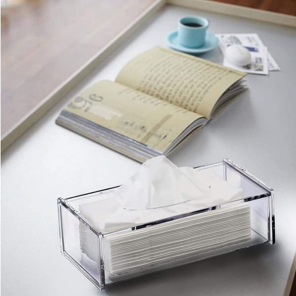 Akryl Tissueboks Deksel Klar Tissueholder Serviett Dispenser for Hjemmekontor Bil (Rektangulær)